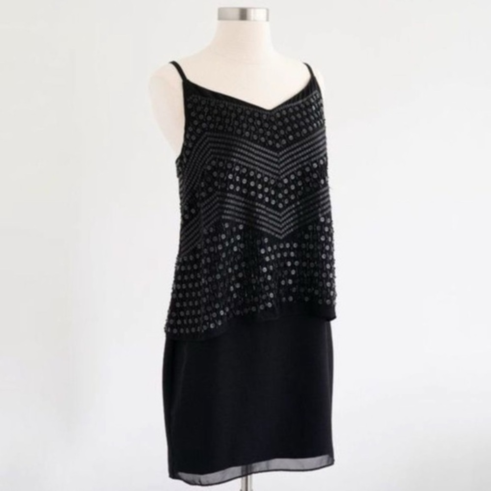 Laundry By Shelli Segal Black Beaded Mini Dress, Adjustable Straps, Size 2